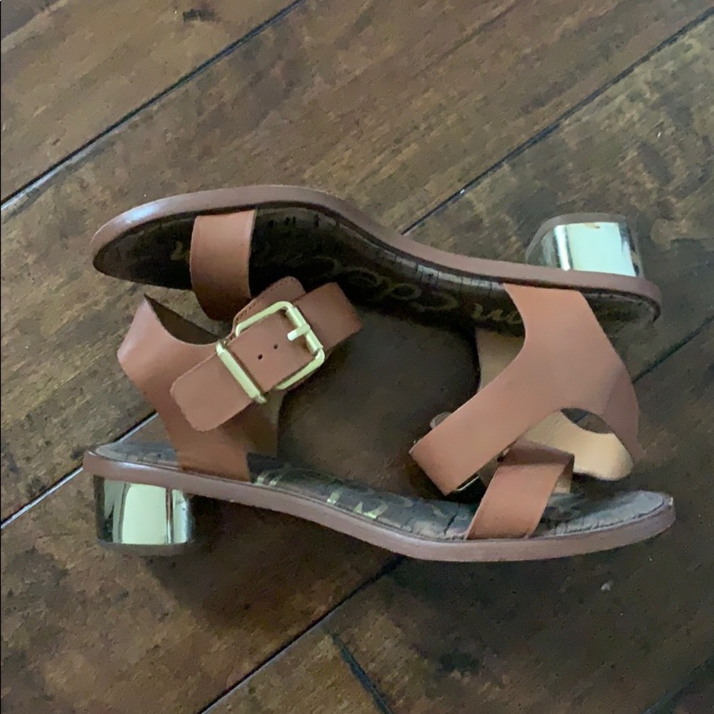 San Edelman Trina gold heel leather sandal